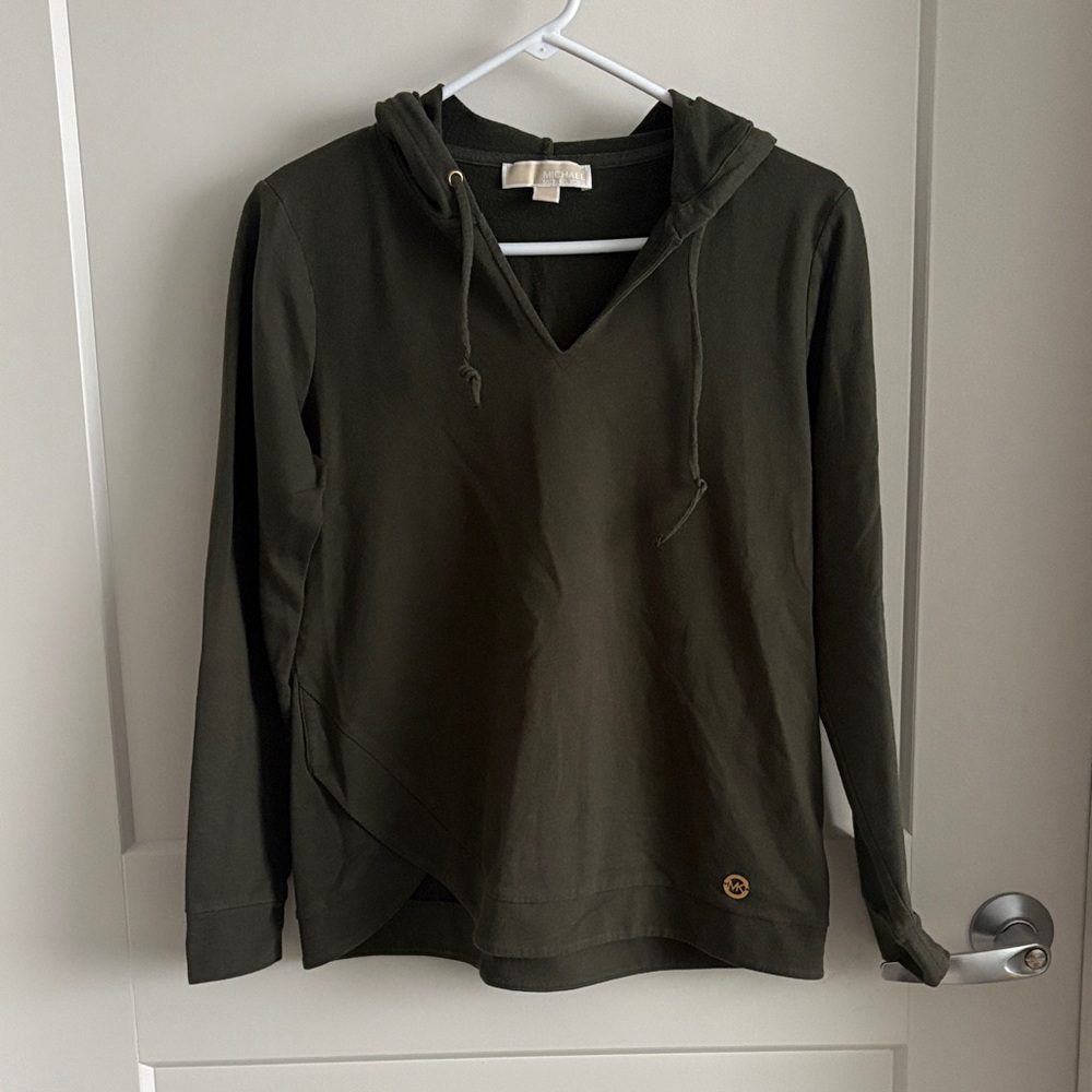 MICHAEL Michael Kors Olive Hooded V-Neck Pullover